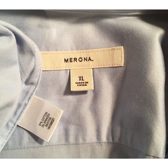 𝅺MERONA, Pre-owned Stretchy Fitted Blouse, LIGHT BLUE, Long sleeves; Size XL - Picture 3 of 8